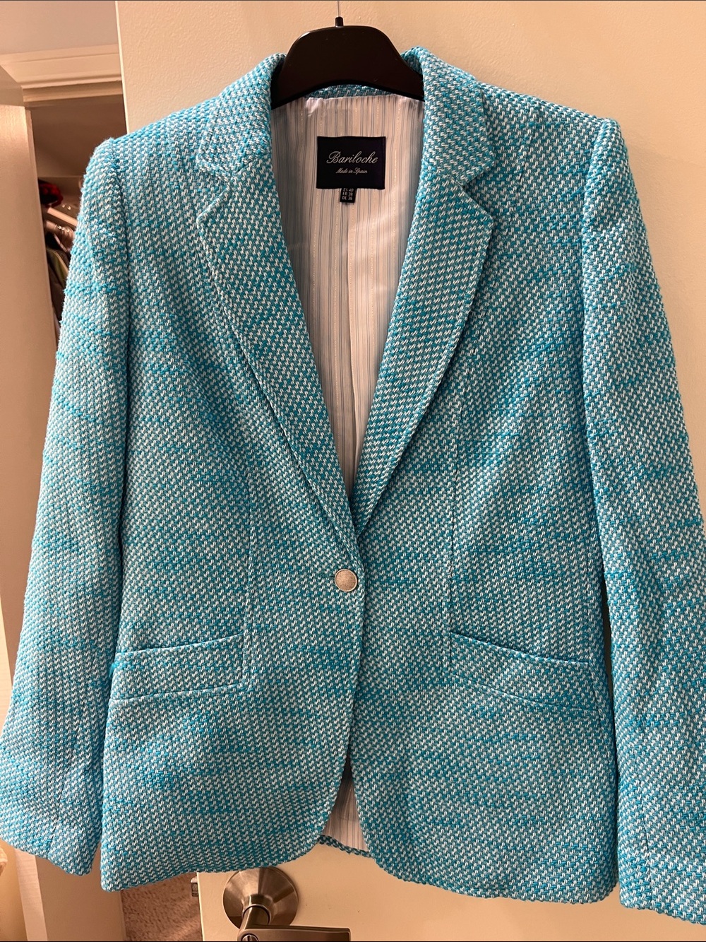 Bariloche made in Spain  Women's Teal Herringbone Blazer